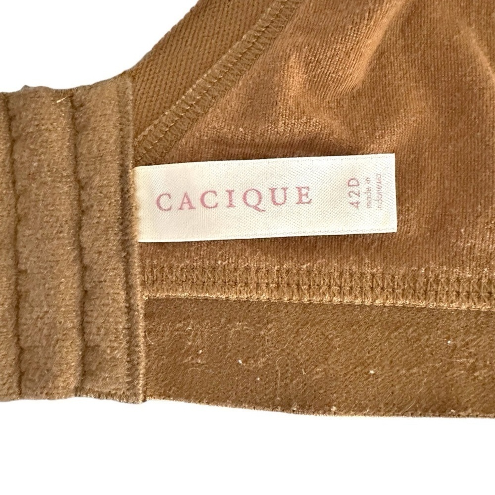 🌸Cacique- Brown/Tan Strip No Wire Bra- Size 42D RN118641 - Picture 5 of 7